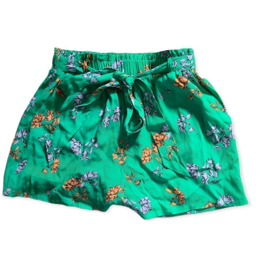 Lost + Wander Get Lucky Elastic Waist Shorts Flowy Green Orange Blue Floral